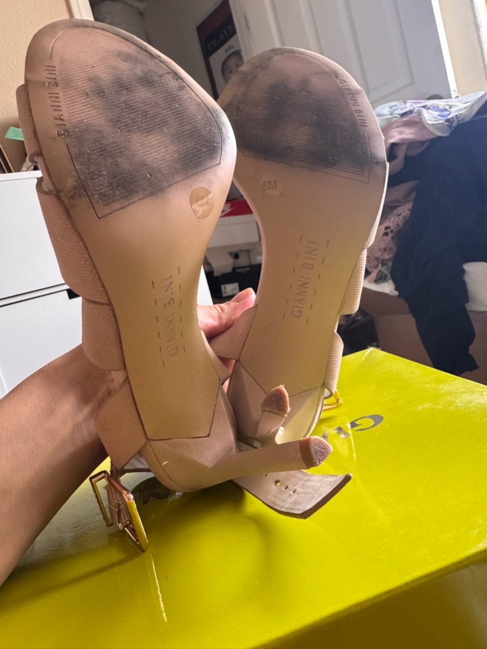 Gianni Bini Textured Blush Strappy High Heel Sandals - Picture 7 of 8